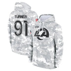 Johmsee LA.Rams #91 Kobie Turner Player Arctic Camo Salute to Service Hoodies Limited Game Stitched Jerseys
