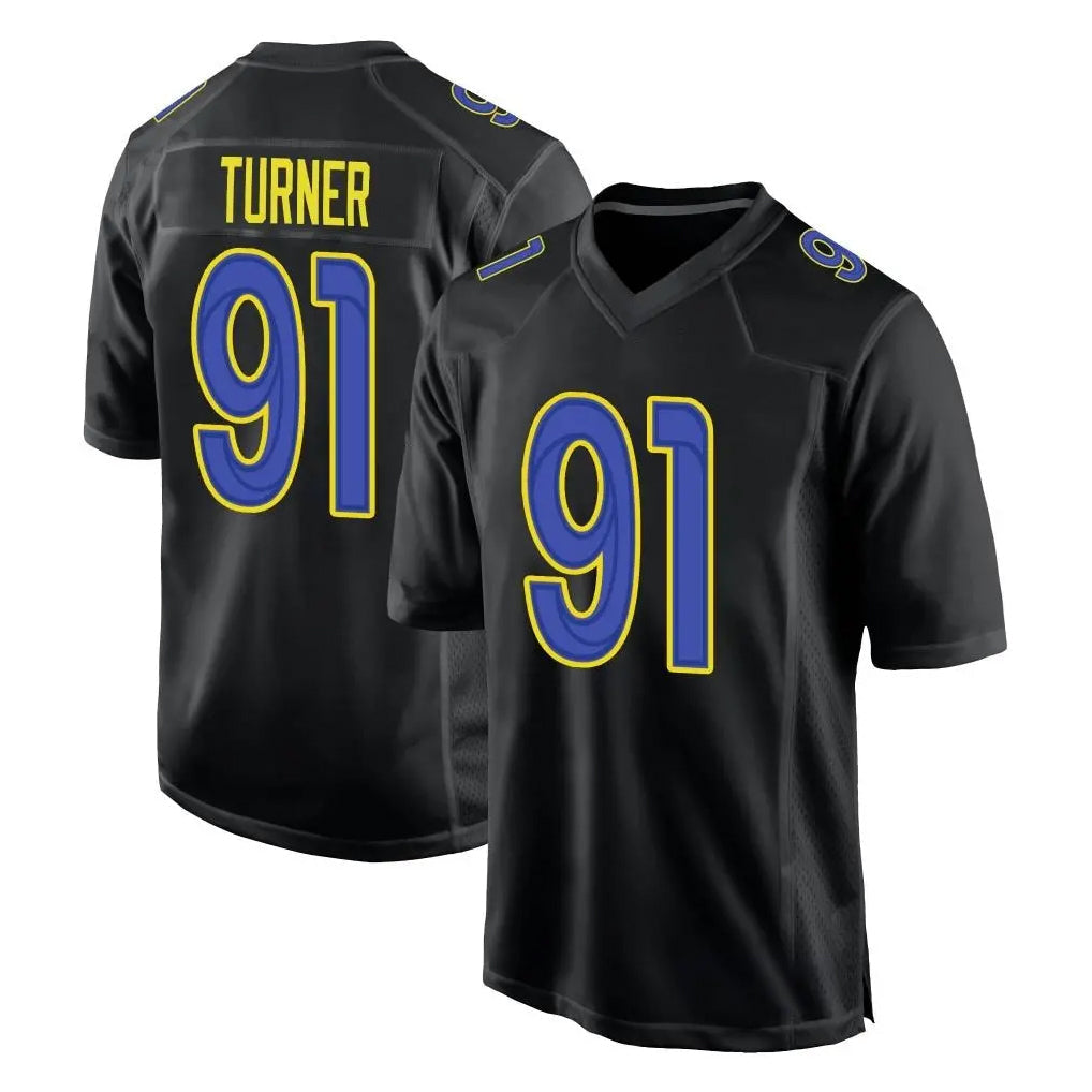 Johmsee LA.Rams #91 Kobie Turner Player Black Fashion Limited Home Game Stitched Jerseys
