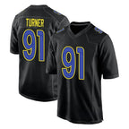 Johmsee LA.Rams #91 Kobie Turner Player Black Fashion Limited Home Game Stitched Jerseys