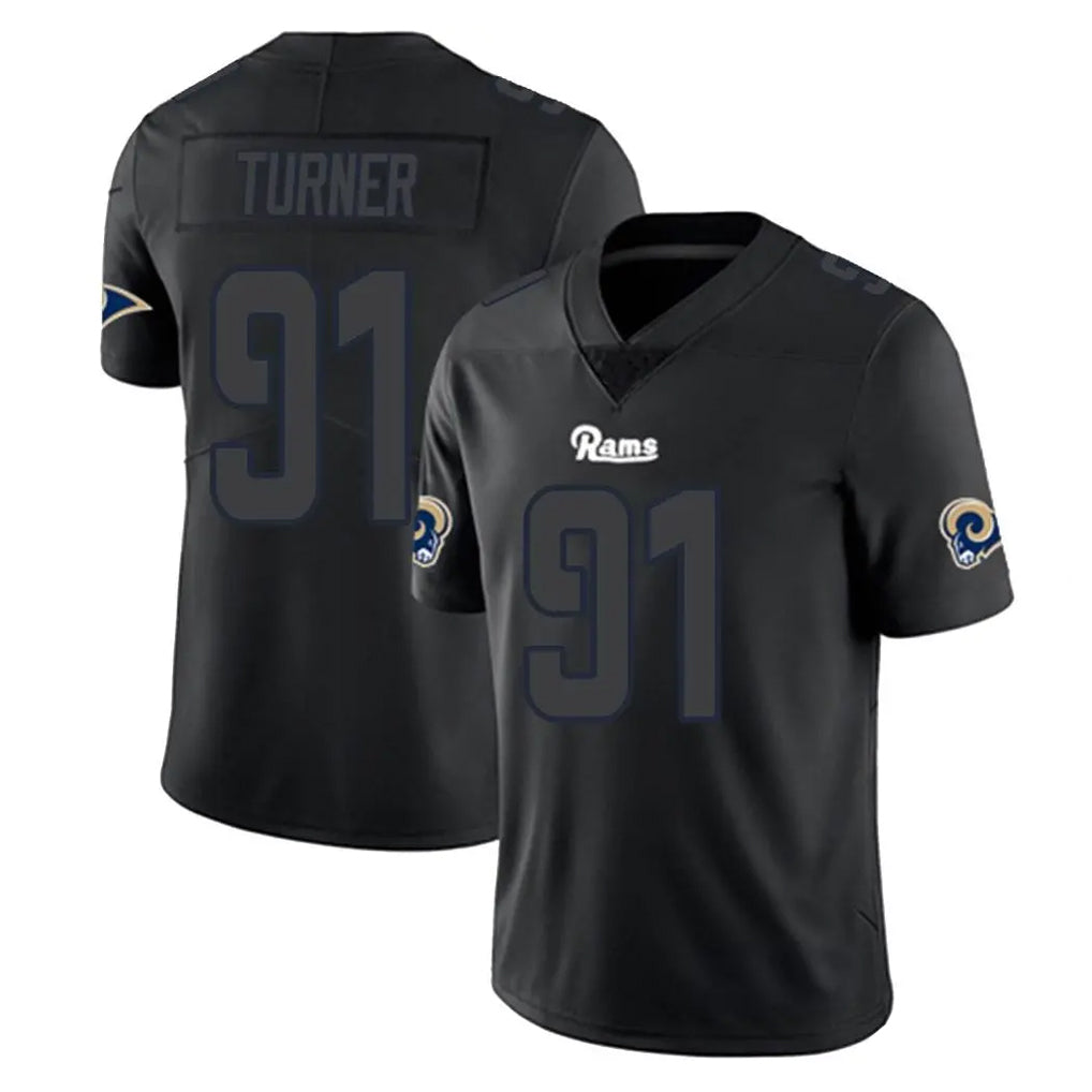 Johmsee LA.Rams #91 Kobie Turner Player Black Impact Limited Home Game Stitched Jerseys