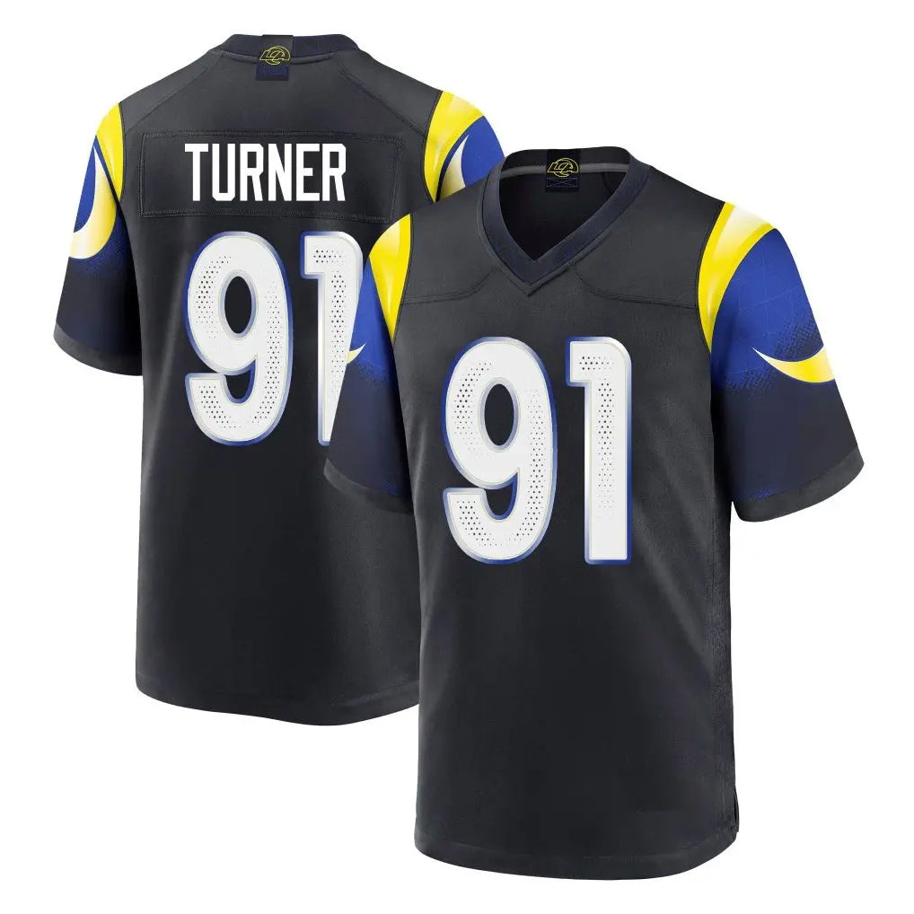 Johmsee LA.Rams #91 Kobie Turner Player Black Midnight Rivalries Collection Home Game Stitched Jerseys