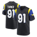 Johmsee LA.Rams #91 Kobie Turner Player Black Midnight Rivalries Collection Home Game Stitched Jerseys