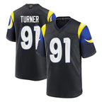 Johmsee LA.Rams #91 Kobie Turner Player Black Midnight Rivalries Collection Home Game Stitched Jerseys