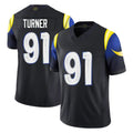 Johmsee LA.Rams #91 Kobie Turner Player Black Midnight Rivalries Collection Limited Home Game Stitched Jerseys