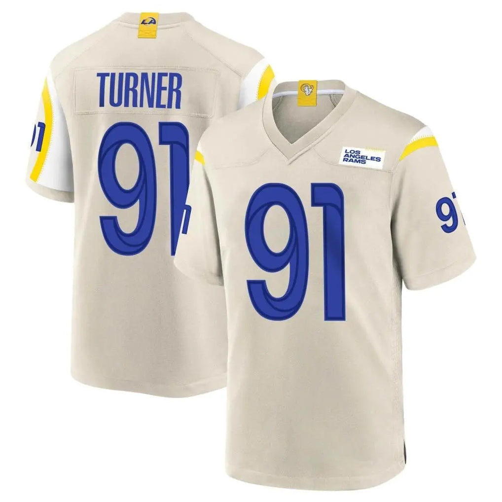Johmsee LA.Rams #91 Kobie Turner Player Bone Home Game Stitched Jerseys