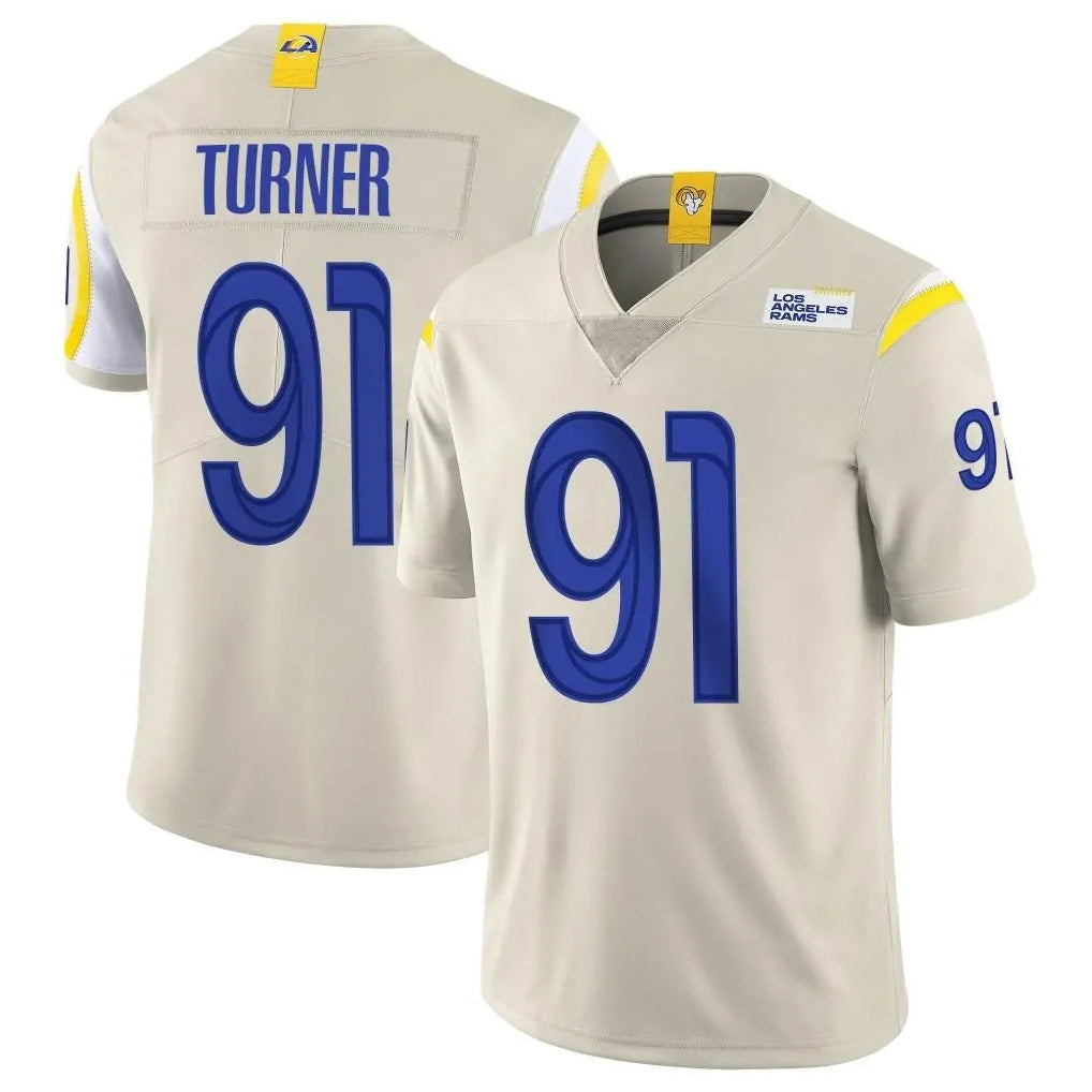 Johmsee LA.Rams #91 Kobie Turner Player Bone Limited Vapor Home Game Stitched Jerseys