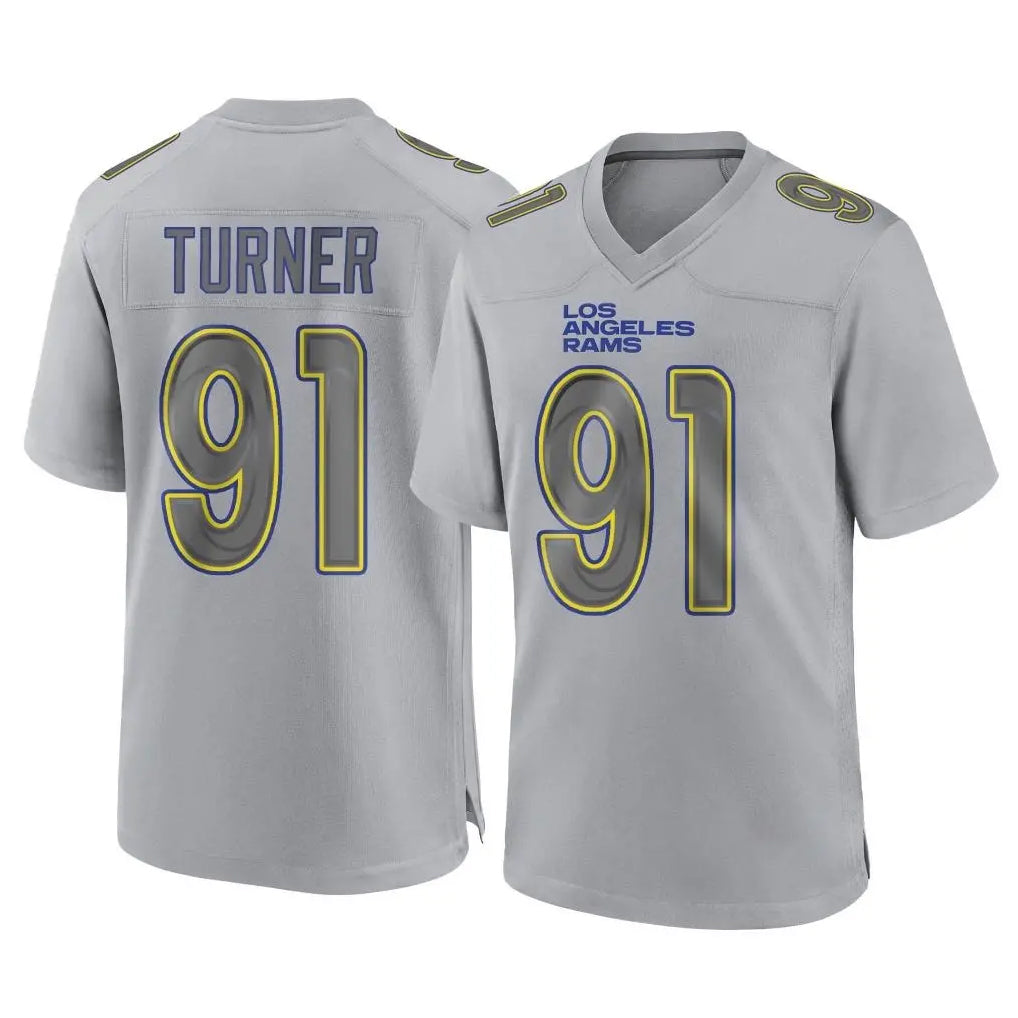 Johmsee LA.Rams #91 Kobie Turner Player Gray Atmosphere Fashion Home Game Stitched Jerseys