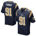 Johmsee LA.Rams #91 Kobie Turner Player Navy Home Game Stitched Jerseys