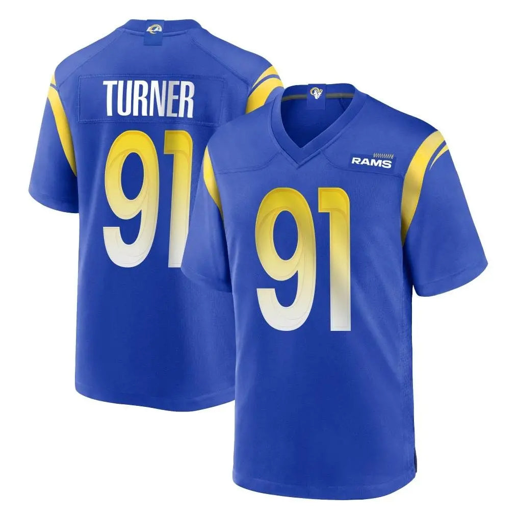 Johmsee LA.Rams #91 Kobie Turner Player Royal Home Game Stitched Jerseys