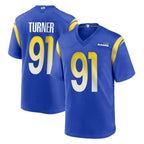Johmsee LA.Rams #91 Kobie Turner Player Royal Home Game Stitched Jerseys
