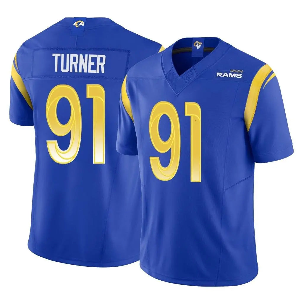 Johmsee LA.Rams #91 Kobie Turner Player Royal Limited Vapor F.U.S.E. Home Game Stitched Jerseys