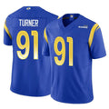 Johmsee LA.Rams #91 Kobie Turner Player Royal Limited Vapor F.U.S.E. Home Game Stitched Jerseys