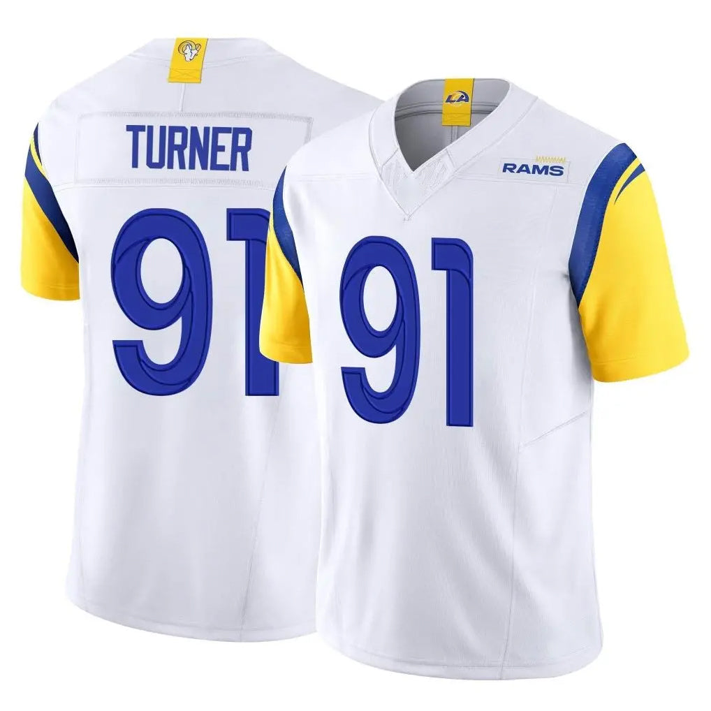 Johmsee LA.Rams #91 Kobie Turner Player White Limited Vapor F.U.S.E. Home Game Stitched Jerseys