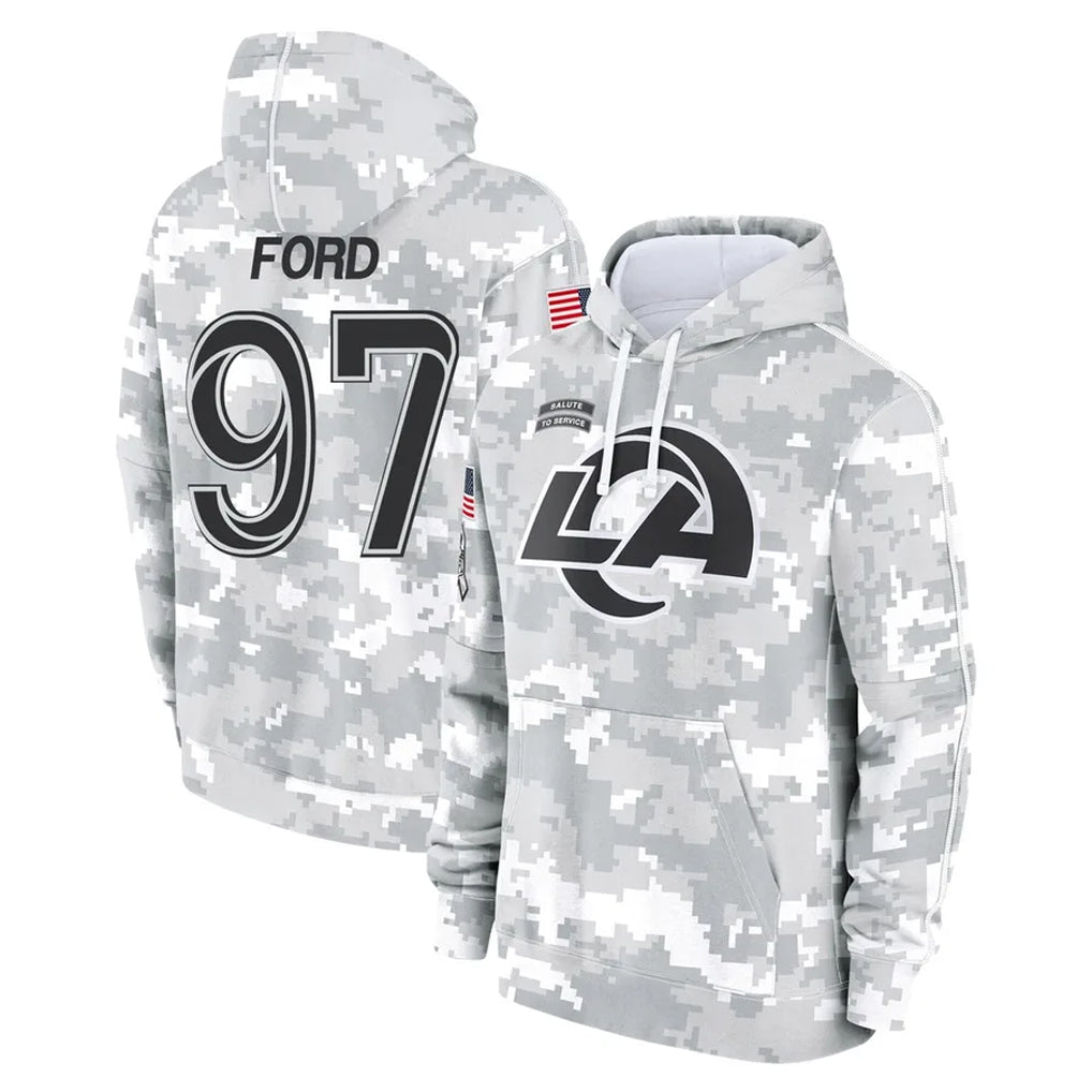 Johmsee LA.Rams #97 Poona Ford Player Arctic Camo Salute to Service Hoodies Limited Game Stitched Jerseys
