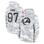 Johmsee LA.Rams #97 Poona Ford Player Arctic Camo Salute to Service Hoodies Limited Game Stitched Jerseys