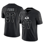 Johmsee LA.Rams #97 Poona Ford Player Black Limited Reflective Home Game Stitched Jerseys