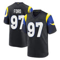 Johmsee LA.Rams #97 Poona Ford Player Black Midnight Rivalries Collection Home Game Stitched Jerseys