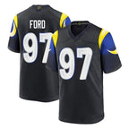 Johmsee LA.Rams #97 Poona Ford Player Black Midnight Rivalries Collection Home Game Stitched Jerseys