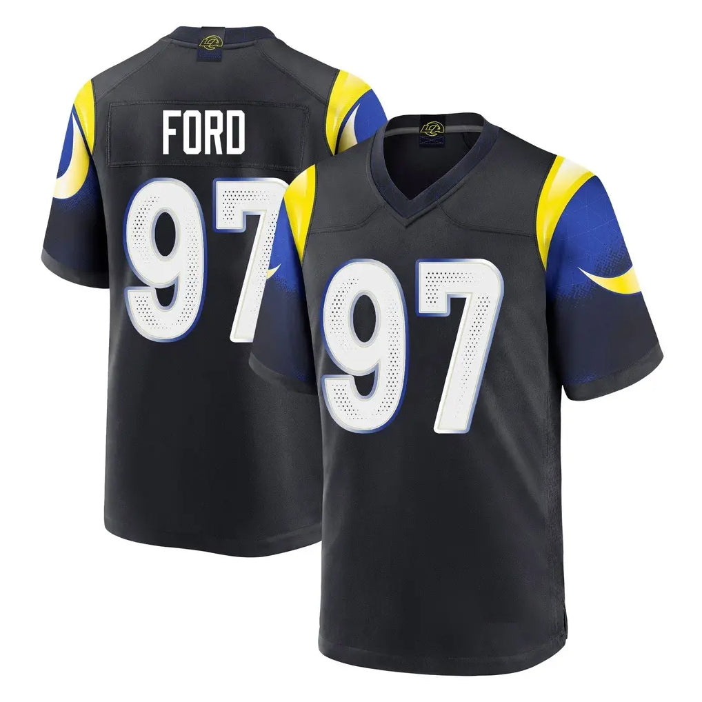 Johmsee LA.Rams #97 Poona Ford Player Black Midnight Rivalries Collection Home Game Stitched Jerseys