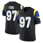 Johmsee LA.Rams #97 Poona Ford Player Black Midnight Rivalries Collection Limited Home Game Stitched Jerseys
