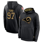 Johmsee LA.Rams #97 Poona Ford Player Black Salute to Service Hoodies Limited Game Stitched Jerseys