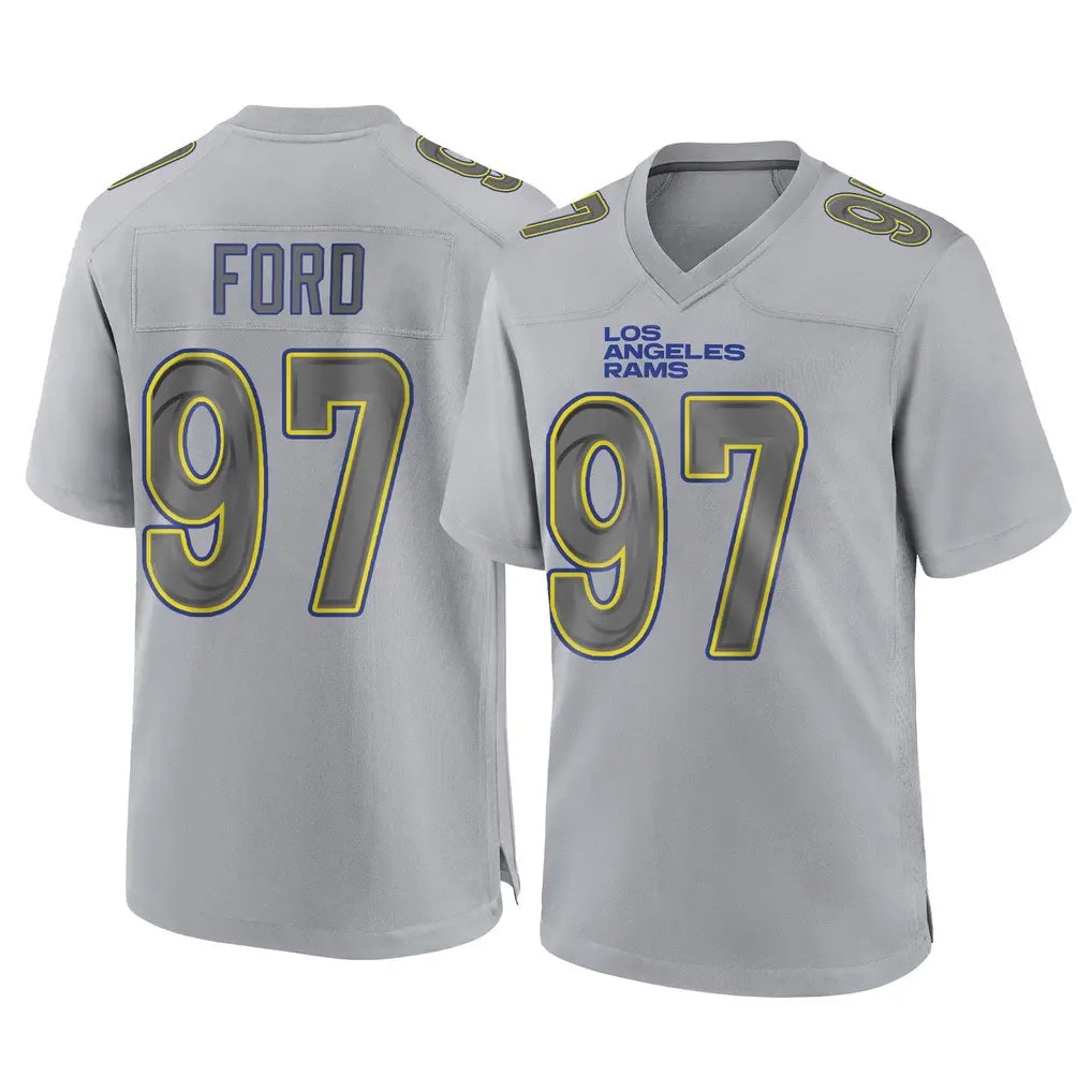 Johmsee LA.Rams #97 Poona Ford Player Gray Atmosphere Fashion Home Game Stitched Jerseys