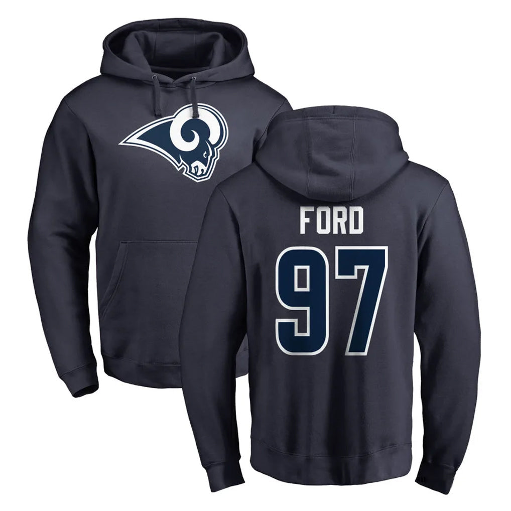 Johmsee LA.Rams #97 Poona Ford Player Navy Pullover Hoodie Limited Game Stitched Jerseys