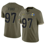 Johmsee LA.Rams #97 Poona Ford Player Olive Salute To Service Limited Stitched Jerseys