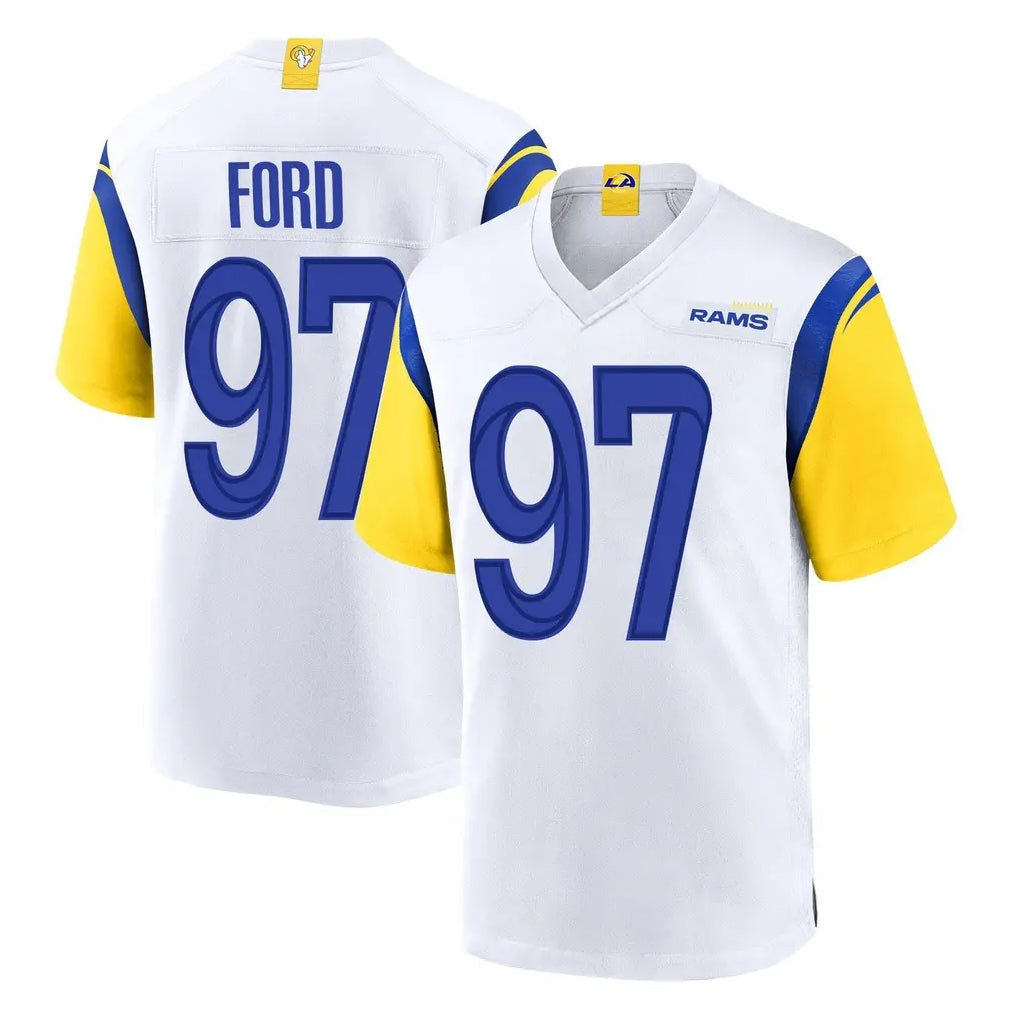 Johmsee LA.Rams #97 Poona Ford Player White Home Game Stitched Jerseys