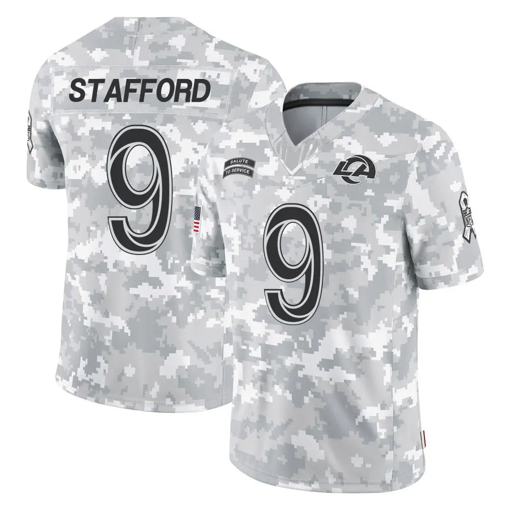 Johmsee LA.Rams #9 Matthew Stafford Player Arctic Camo Salute To Service Limited Game Stitched Jerseys
