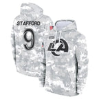 Johmsee LA.Rams #9 Matthew Stafford Player Arctic Camo Salute to Service Hoodies Limited Game Stitched Jerseys