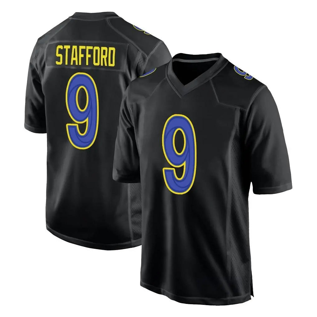 Johmsee LA.Rams #9 Matthew Stafford Player Black Fashion Limited Home Game Stitched Jerseys