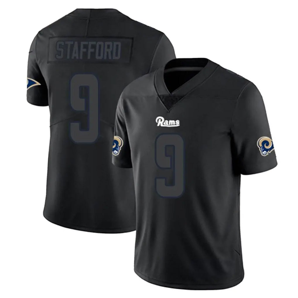 Johmsee LA.Rams #9 Matthew Stafford Player Black Impact Limited Home Game Stitched Jerseys