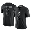 Johmsee LA.Rams #9 Matthew Stafford Player Black Limited Reflective Home Game Stitched Jerseys
