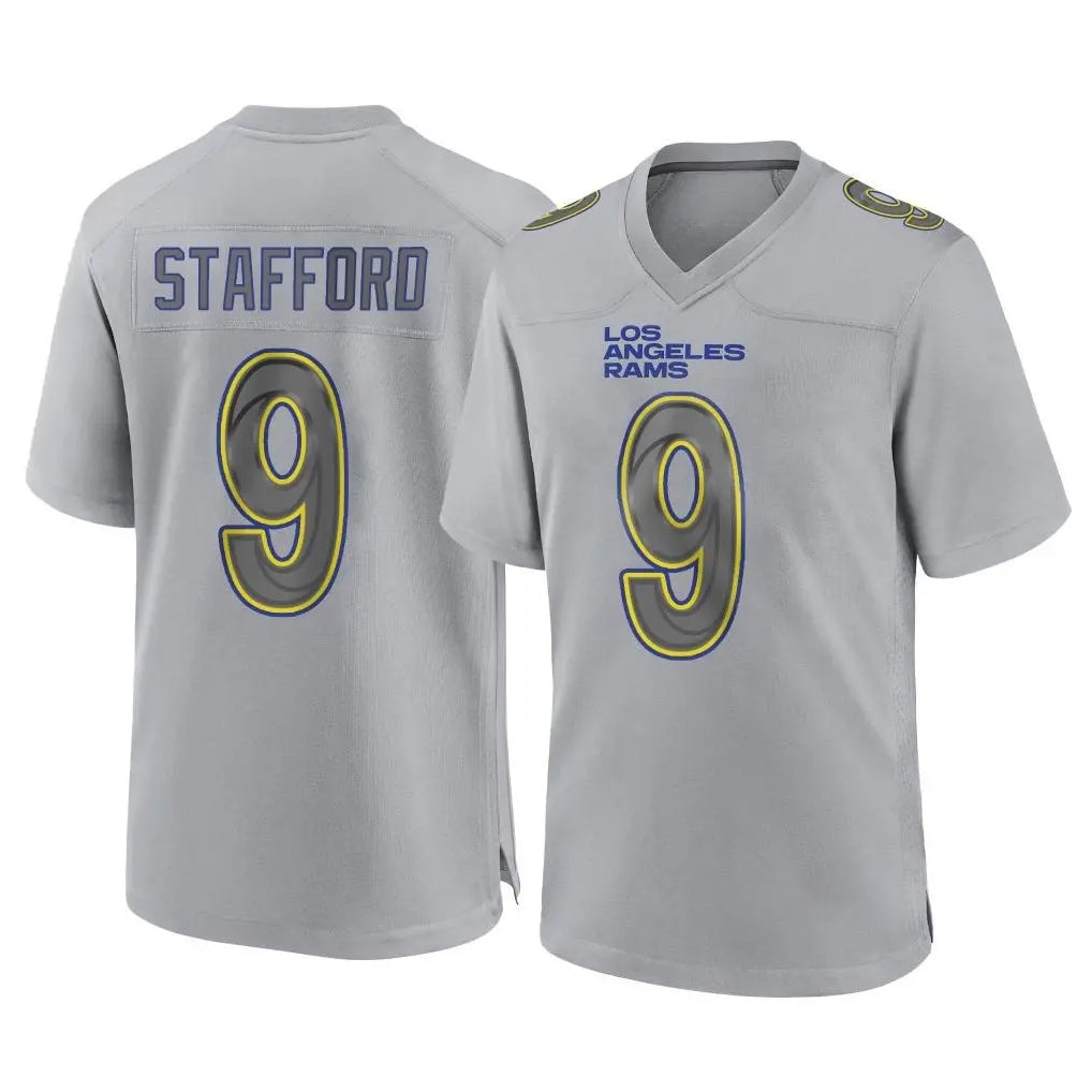 Johmsee LA.Rams #9 Matthew Stafford Player Gray Atmosphere Fashion Home Game Stitched Jerseys