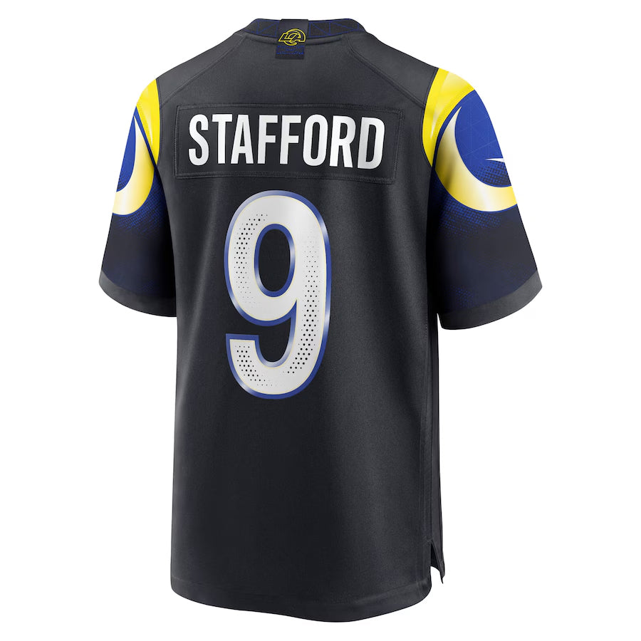 Johmsee LA.Rams #9 Matthew Stafford Player Midnight Blue Rivalries Collection Game Stitched Jerseys