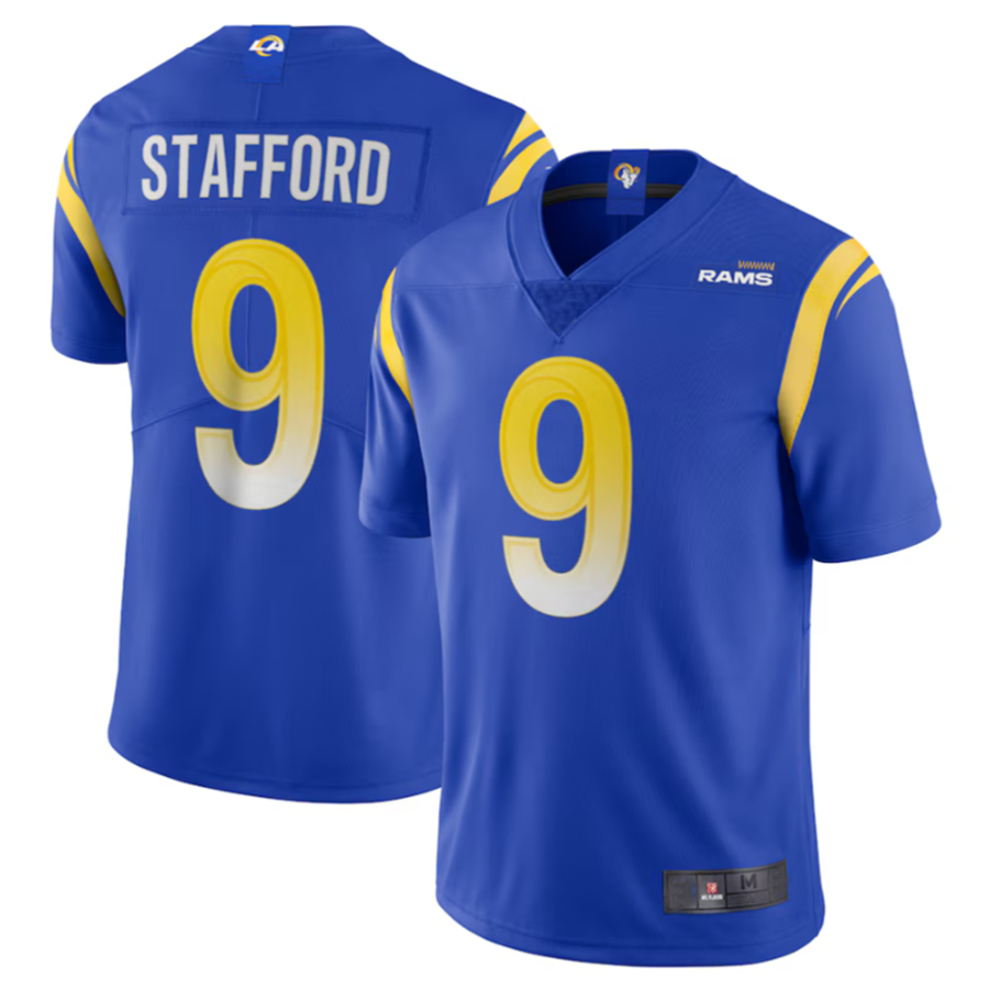 Johmsee LA.Rams #9 Matthew Stafford Royal Vapor Limited Jersey American Stitched Jerseys