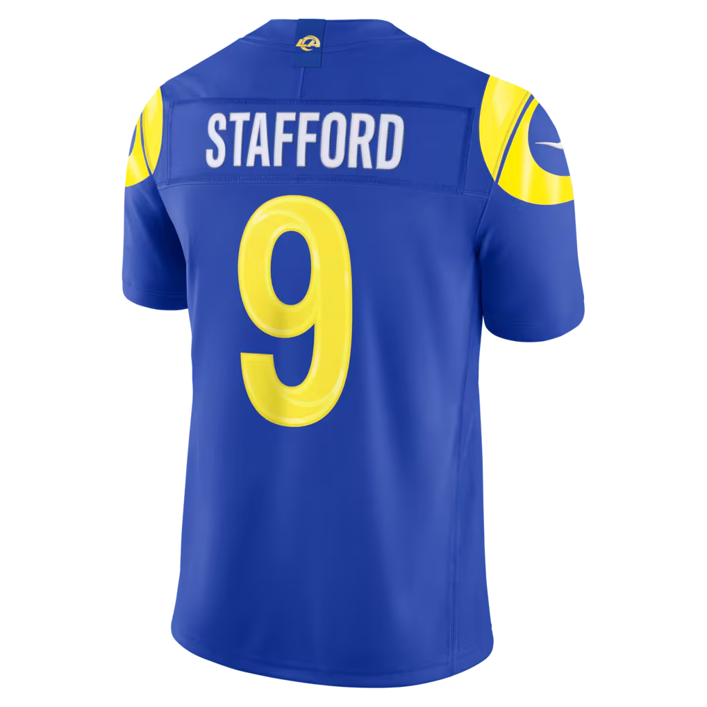 Johmsee LA.Rams #9 Matthew Stafford Royal Team Vapor F.U.S.E. Stitched Limited Jerseys