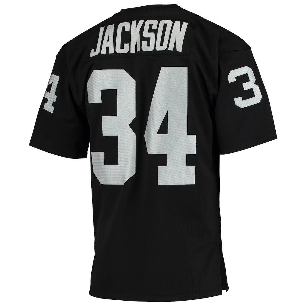 Johmsee LV.Raiders 1990 #34 Bo Jackson Mitchell & Ness Black Authentic Throwback Retired Player Stitched Puhic Jersey