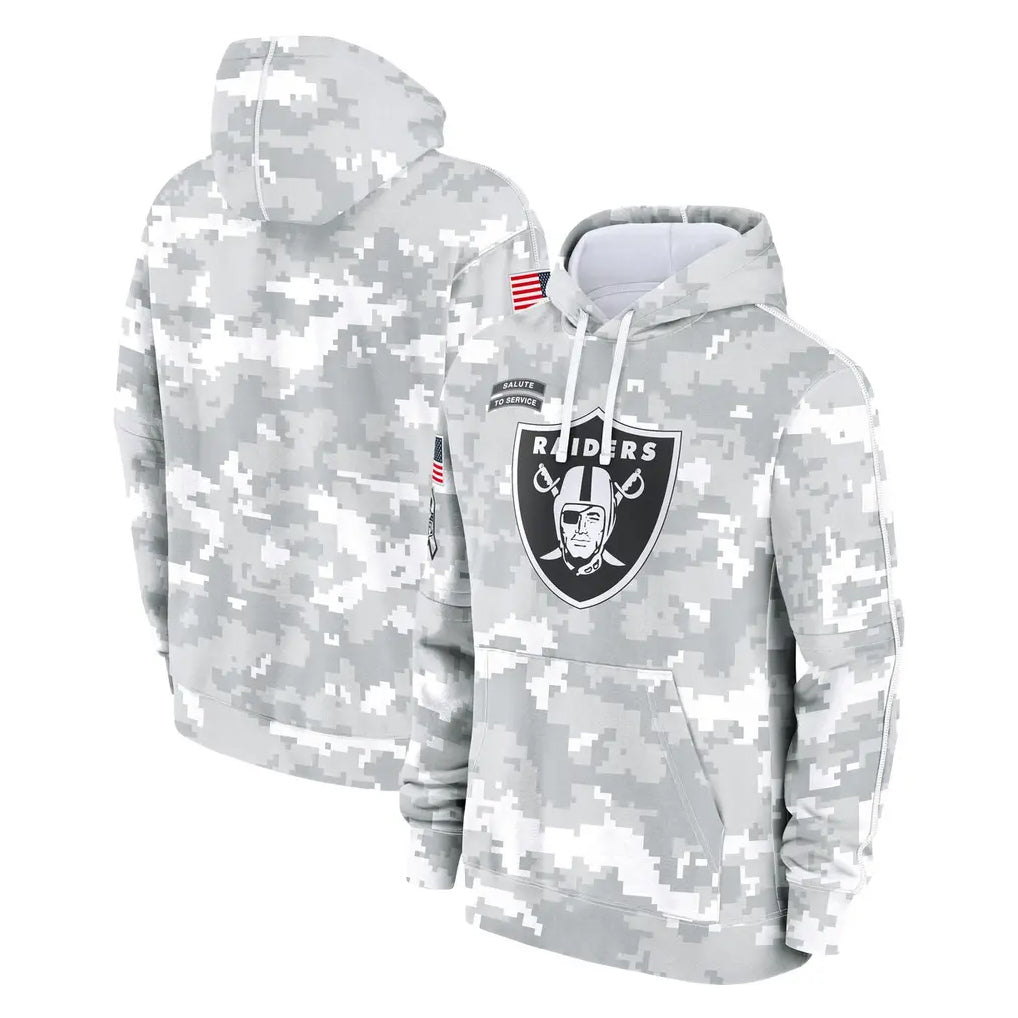 Johmsee LV.Raiders Arctic Camo Salute to Service Hoodies Limited Game Blank Player Stitched Jerseys