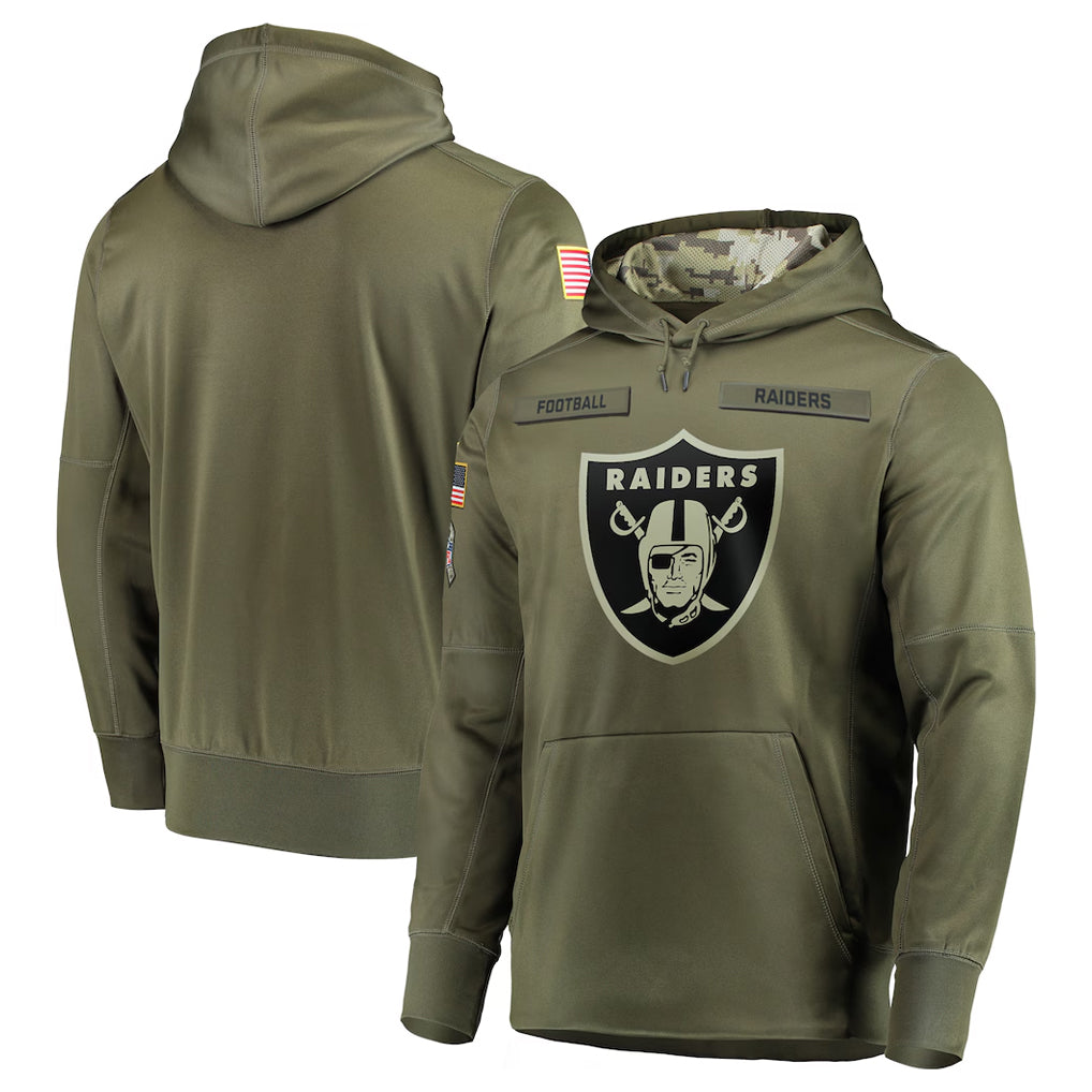 Johmsee LV.Raiders Olive Salute to Service Pullover Hoodies Home Game Blank Player Stitched Jerseys