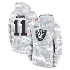 Johmsee LV.Raiders #11 Jeremy Chinn Player Arctic Camo Salute to Service Hoodies Limited Game Stitched Jerseys