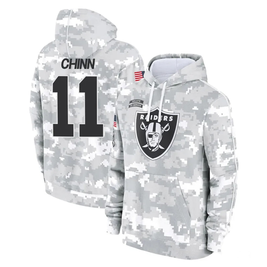 Johmsee LV.Raiders #11 Jeremy Chinn Player Arctic Camo Salute to Service Hoodies Limited Game Stitched Jerseys