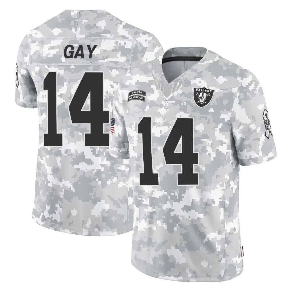 Johmsee LV.Raiders #14 Matt Gay Player Arctic Camo Salute To Service Limited Game Stitched Jerseys