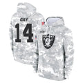 Johmsee LV.Raiders #14 Matt Gay Player Arctic Camo Salute to Service Hoodies Limited Game Stitched Jerseys