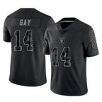 Johmsee LV.Raiders #14 Matt Gay Player Black Reflective Limited Game Stitched Jerseys
