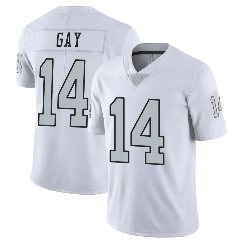 Johmsee LV.Raiders #14 Matt Gay Player White Limited Color Rush Home Game Stitched Jerseys