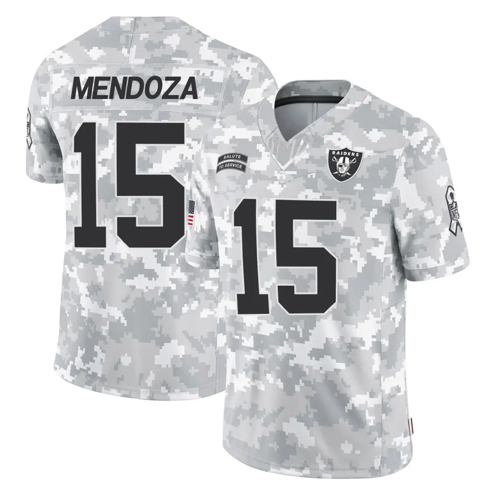 Johmsee LV.Raiders #15 Fernando Mendoza Player Arctic Camo Salute To Service Limited Game Stitched Jerseys