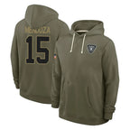 Johmsee LV.Raiders #15 Fernando Mendoza Player Olive Salute to Service Pullover Hoodies Limited Stitched Jerseys