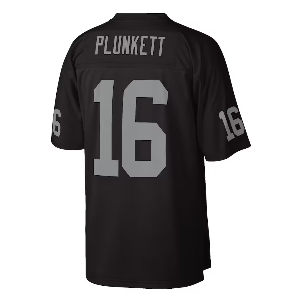Johmsee LV.Raiders #16 Jim Plunkett Mitchell & Ness Black 1980 Legacy Replica Stitched Puhic Jersey